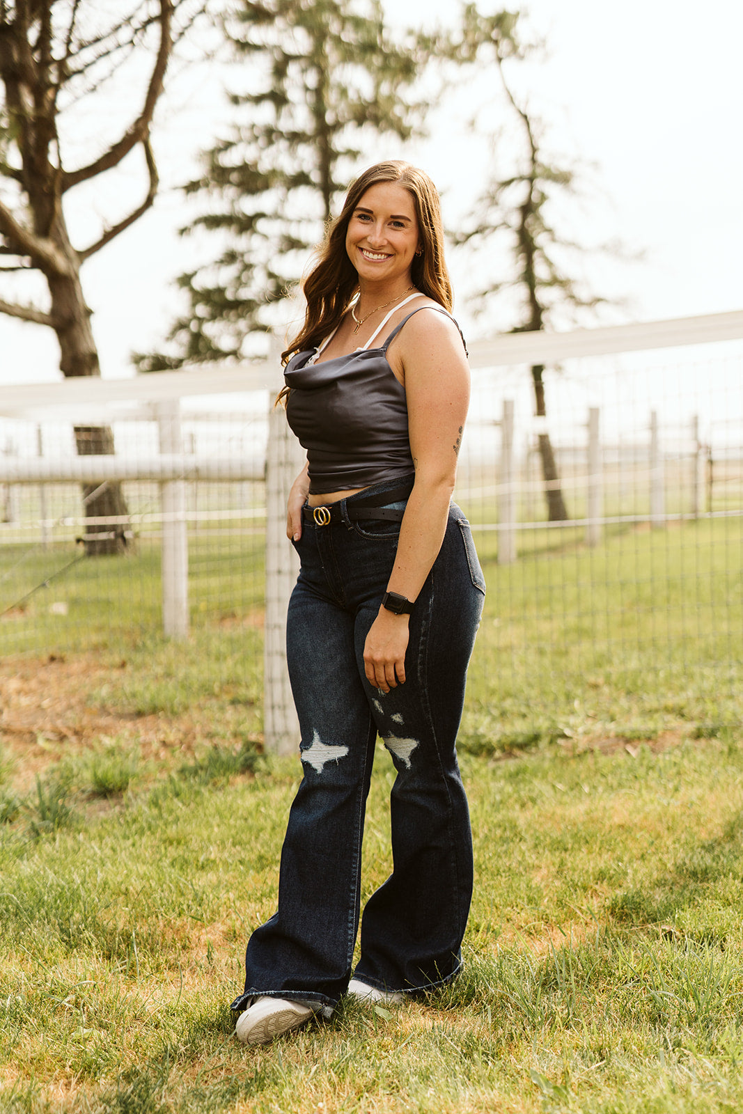 Indigo Blue Satin Cowl Neck Cami