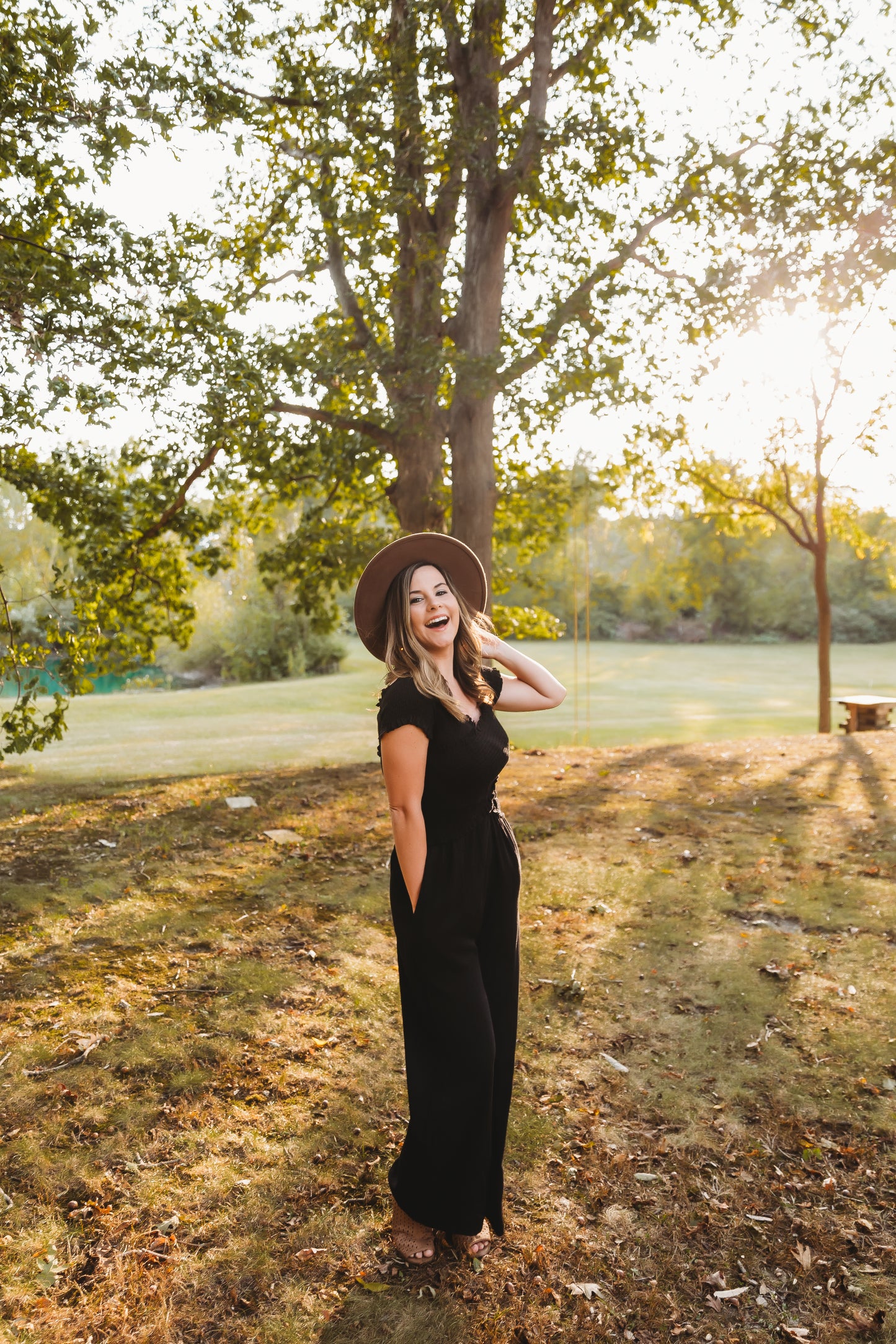 Black Criss Cross Smocked Jumpsuit