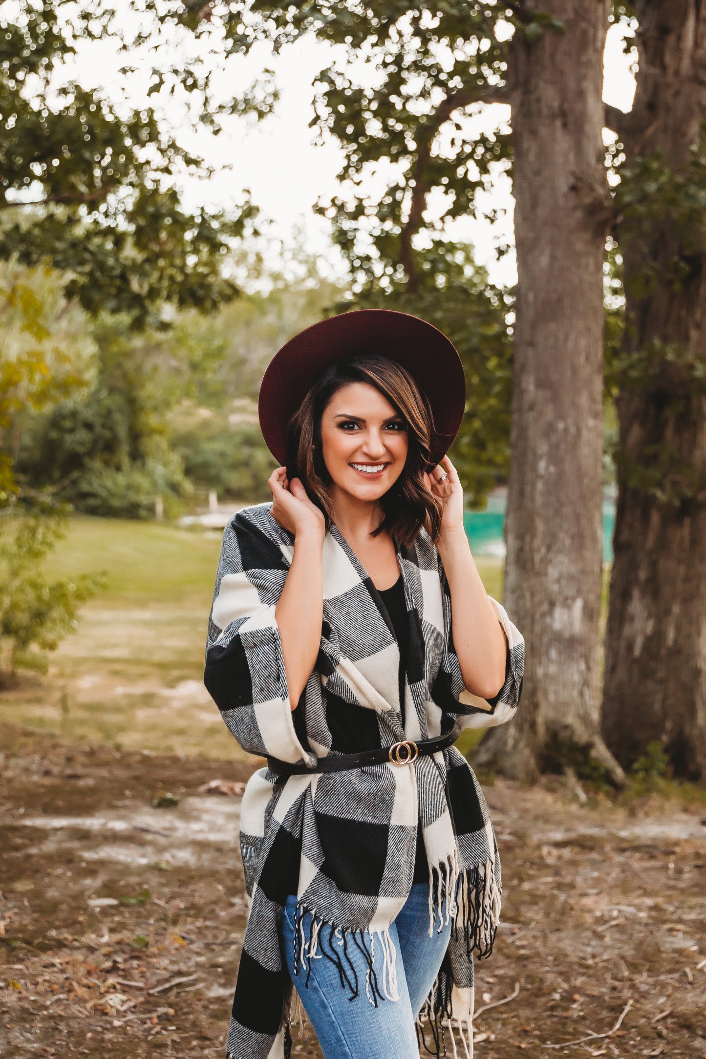 Buffalo Check Tassel Ruana