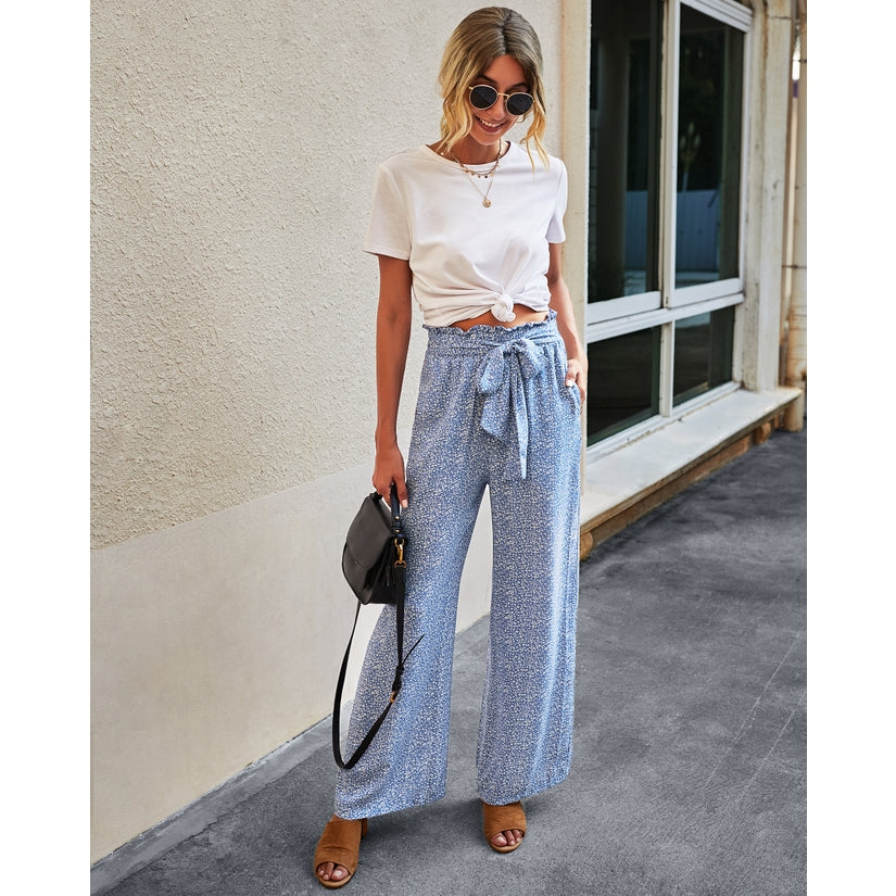 Leopard Floral Wide Leg Pants