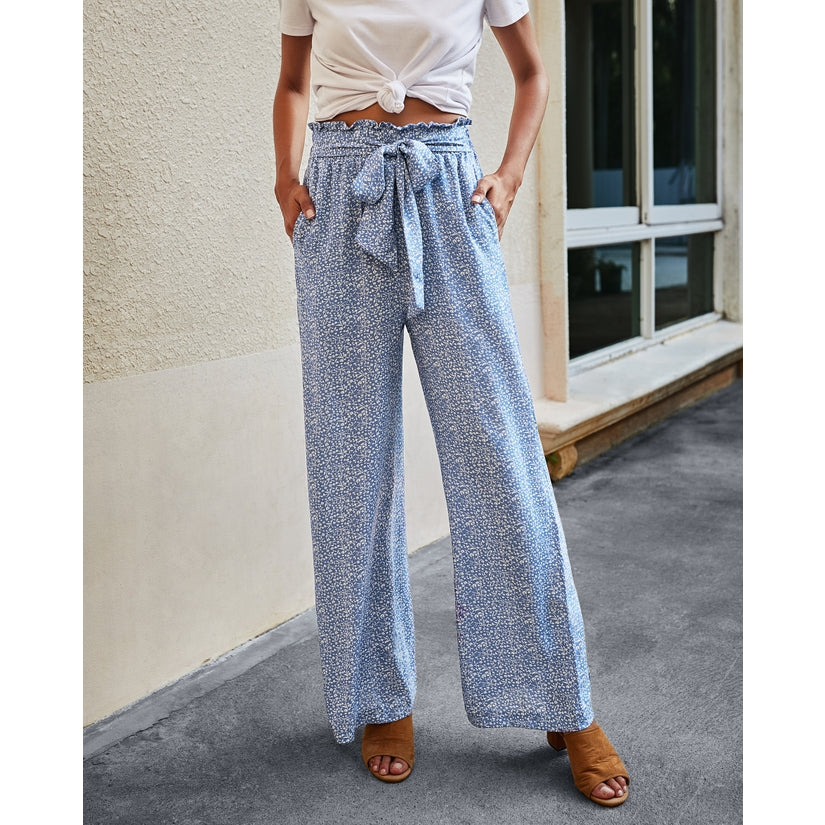 Leopard Floral Wide Leg Pants