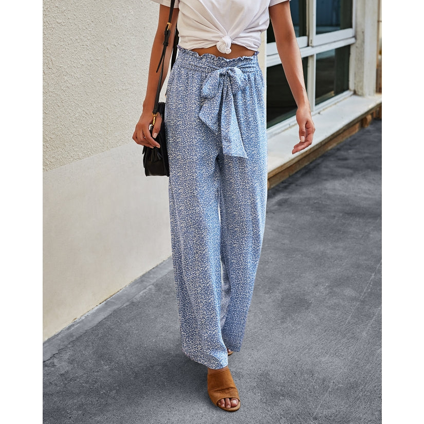 Leopard Floral Wide Leg Pants