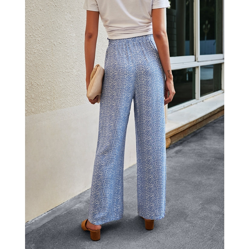 Leopard Floral Wide Leg Pants