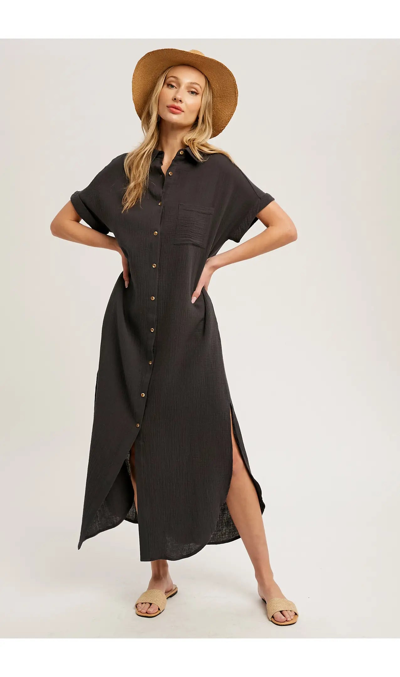 Ash Button Up Maxi Shirt Dress