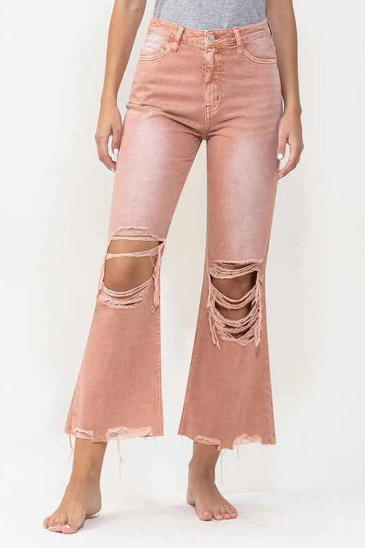 90s Vintage Crop Flares: Brandied Melon