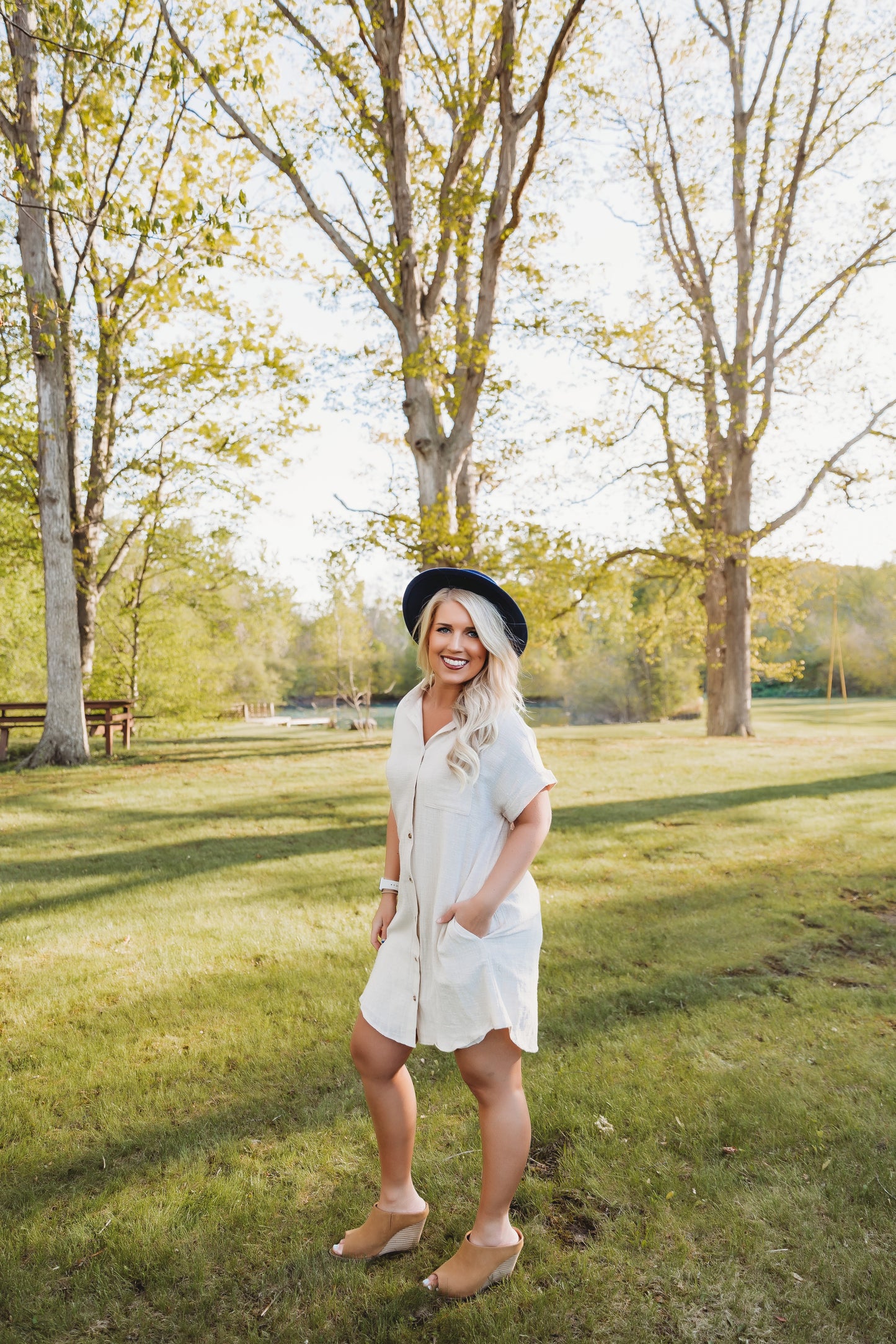 Oatmeal Button Up Shirt Dress