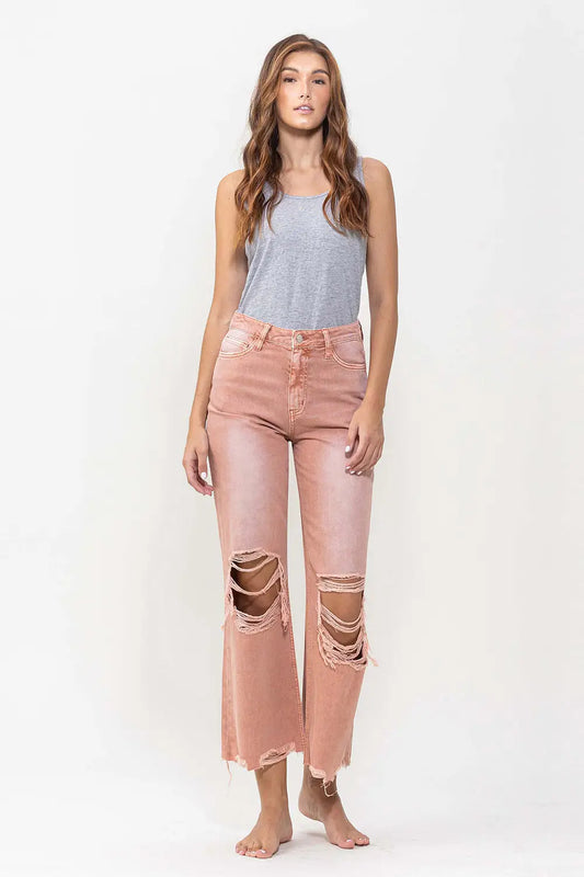 90s Vintage Crop Flares: Brandied Melon