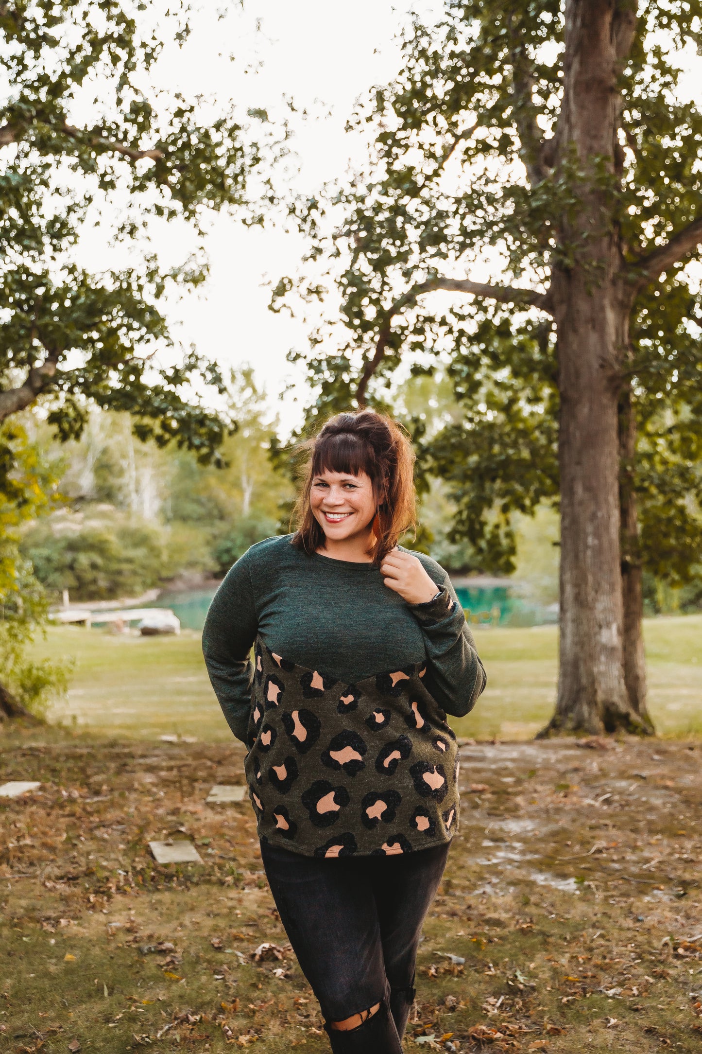 Olive Leopard Top