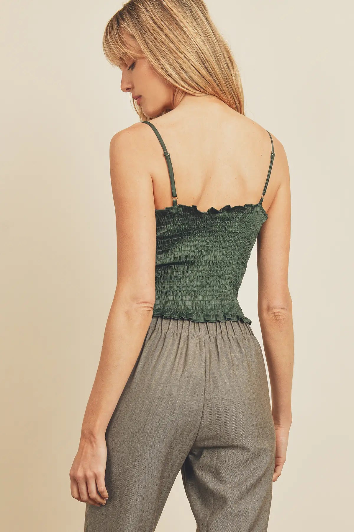 Deep Sage Satin Cowl Neck Cami