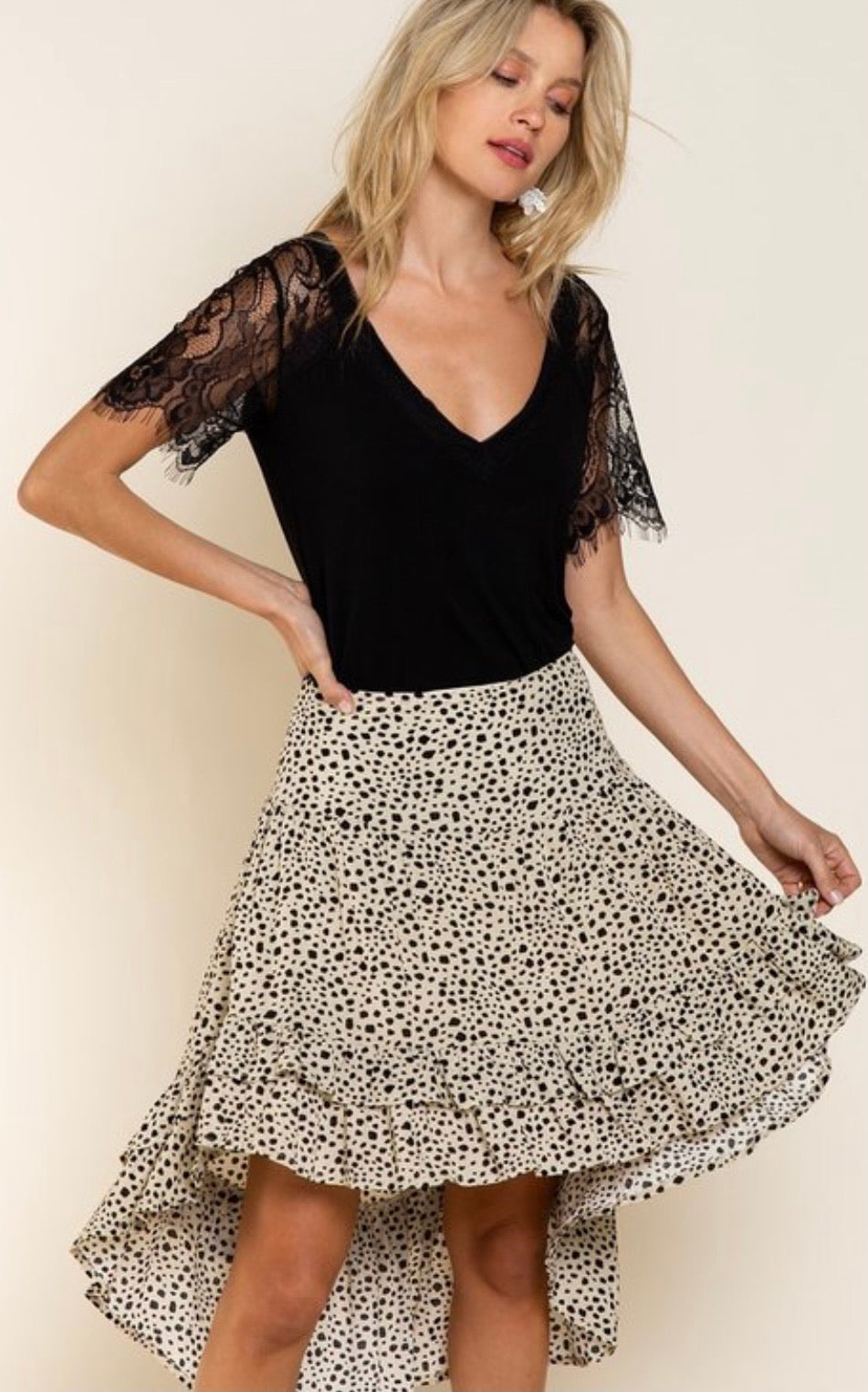 Lace Raglan Top (white + black)