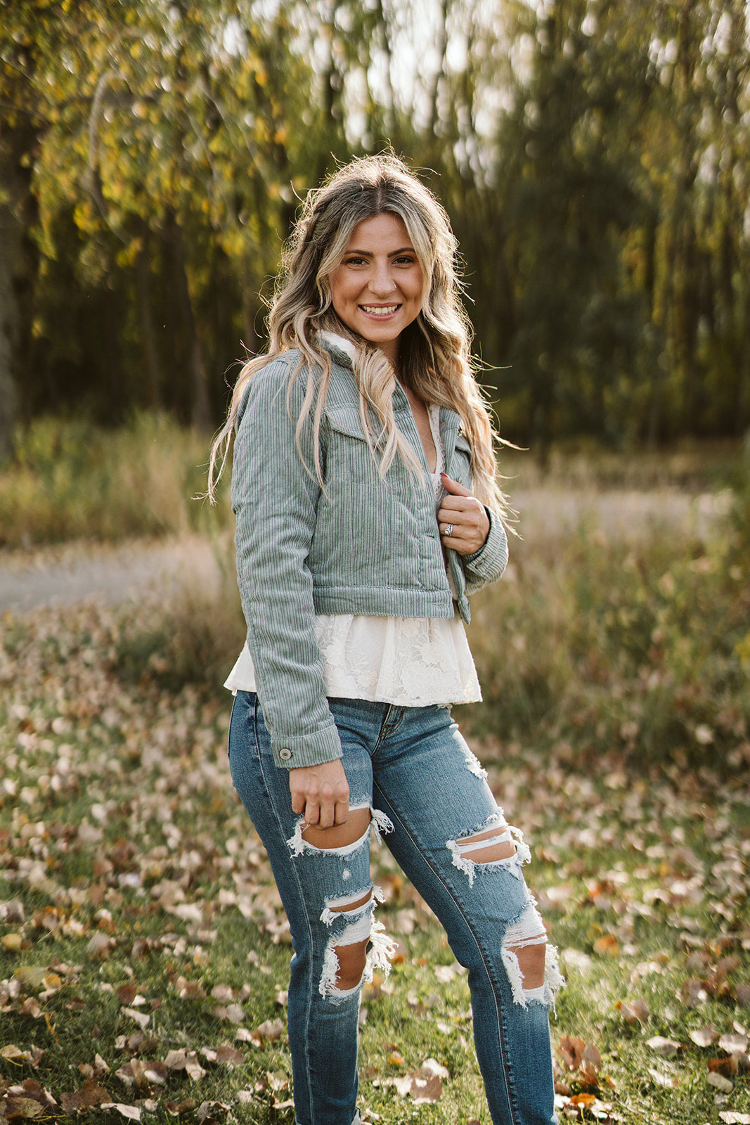 Corduroy Sherpa Lined Crop Jacket