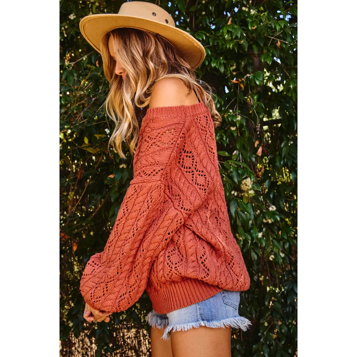 Long Sleeve Solid Cable Sweater