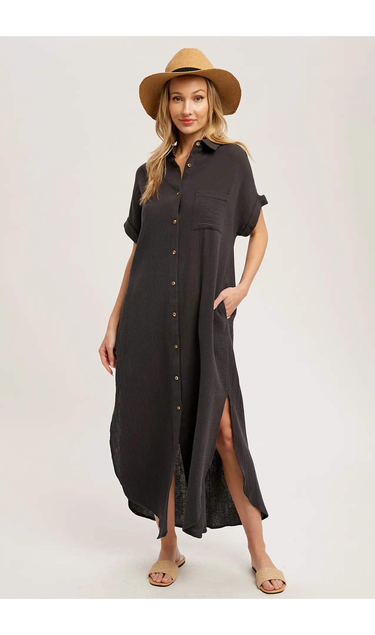 Ash Button Up Maxi Shirt Dress