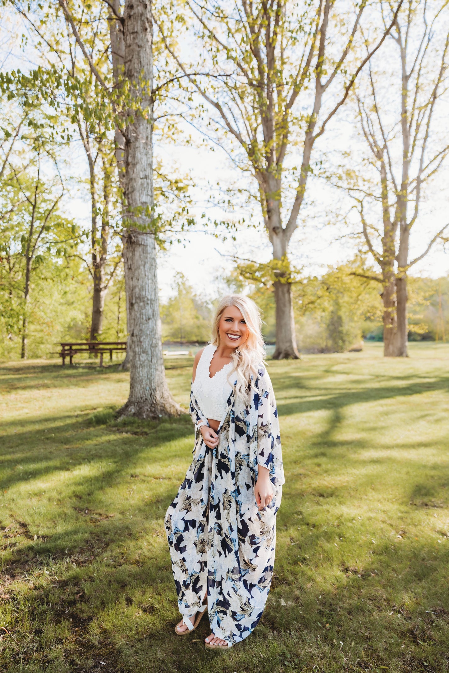 Oversized Floral Chiffon Maxi Kimono