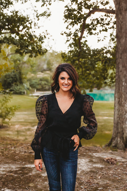 Polka Dot Puff Sleeve Top