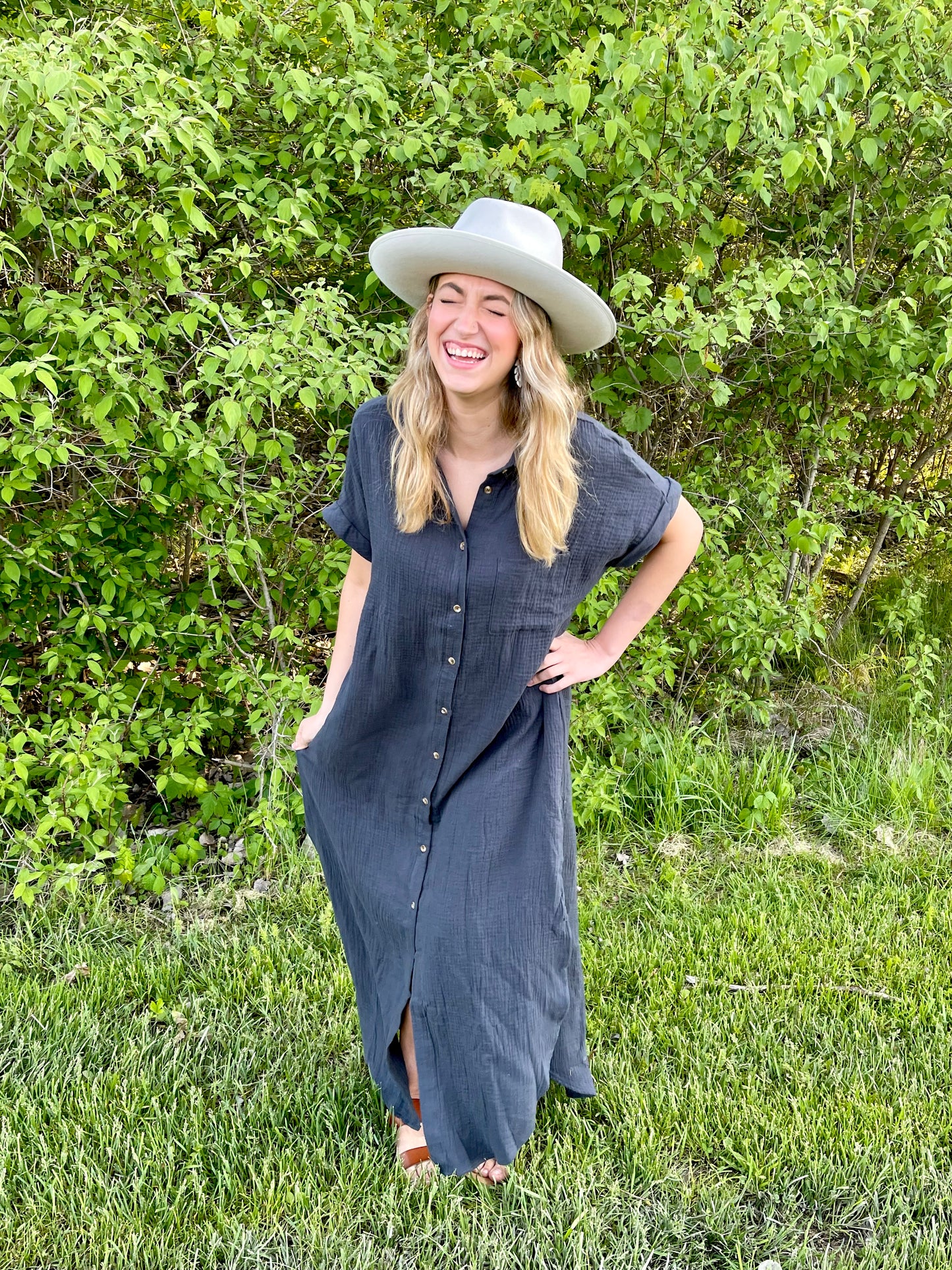 Ash Button Up Maxi Shirt Dress