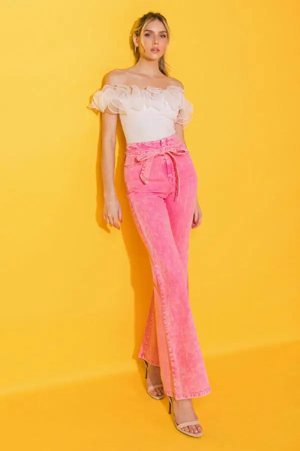 Acid Washed Pink Flares