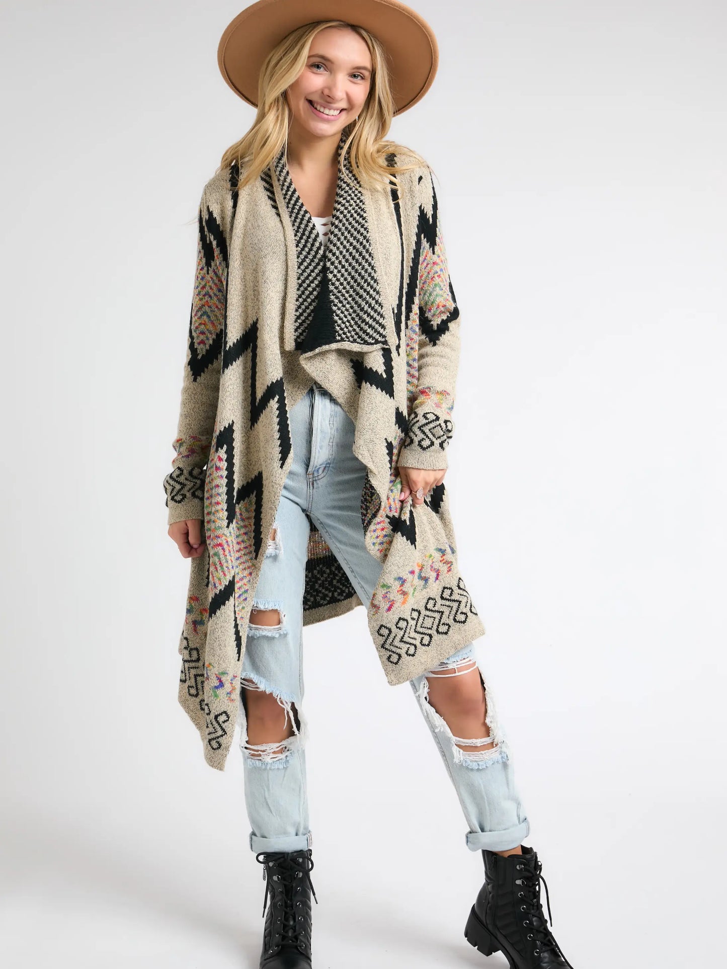 Multi Color Aztec Sweater Cardigan