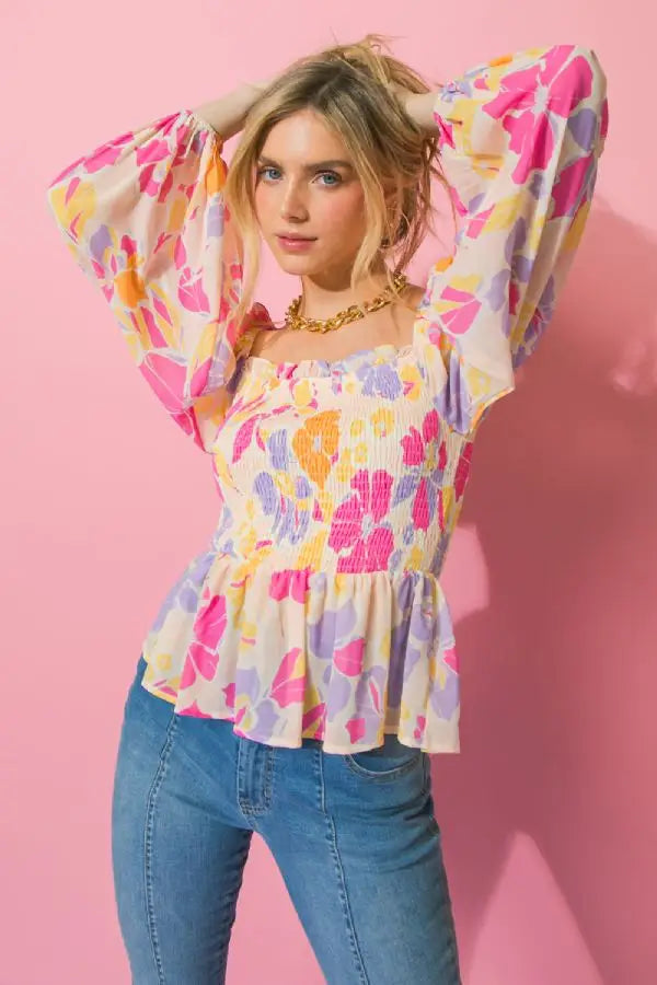Printed Peplum Top