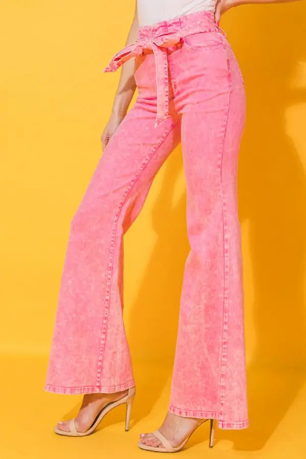 Acid Washed Pink Flares