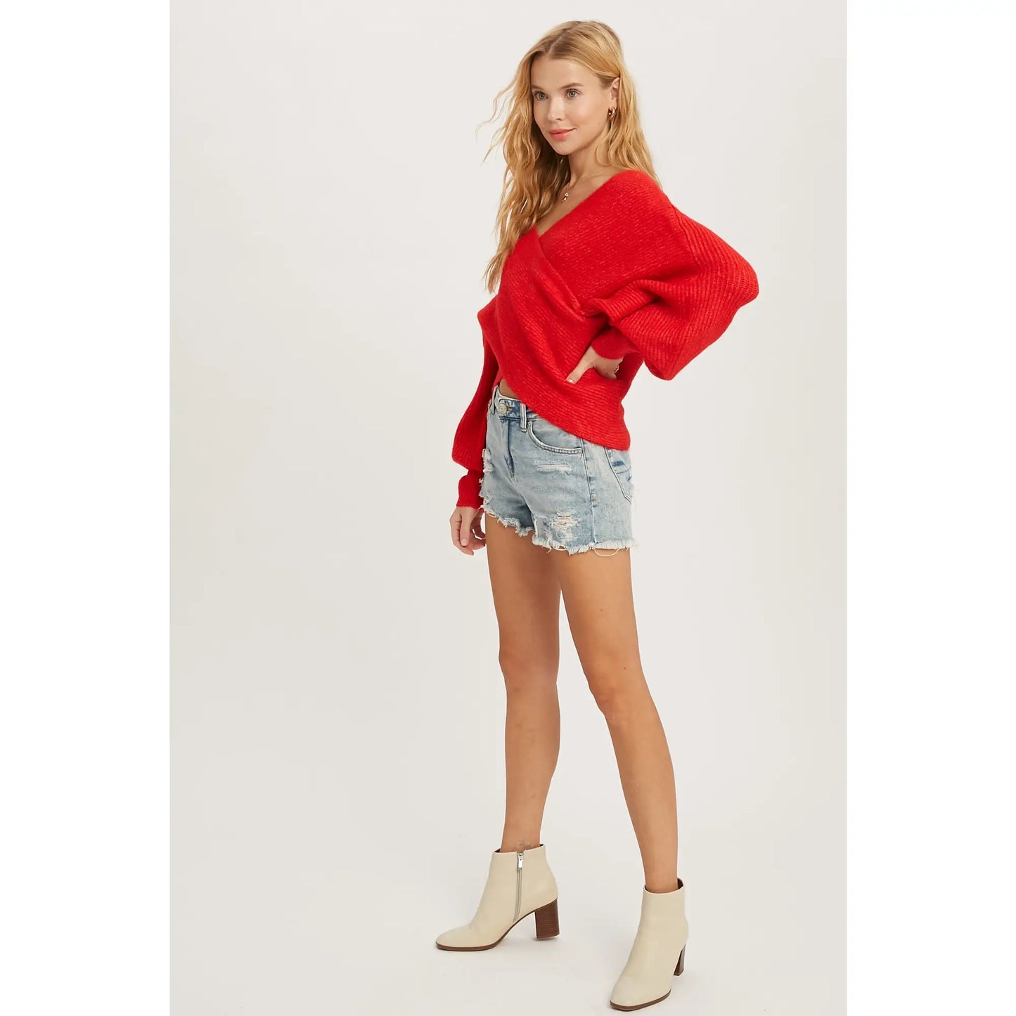 Ruby Crossover Ribbed Sweater