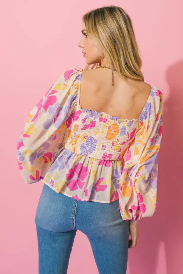 Printed Peplum Top