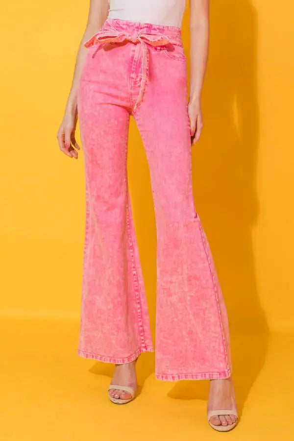 Acid Washed Pink Flares