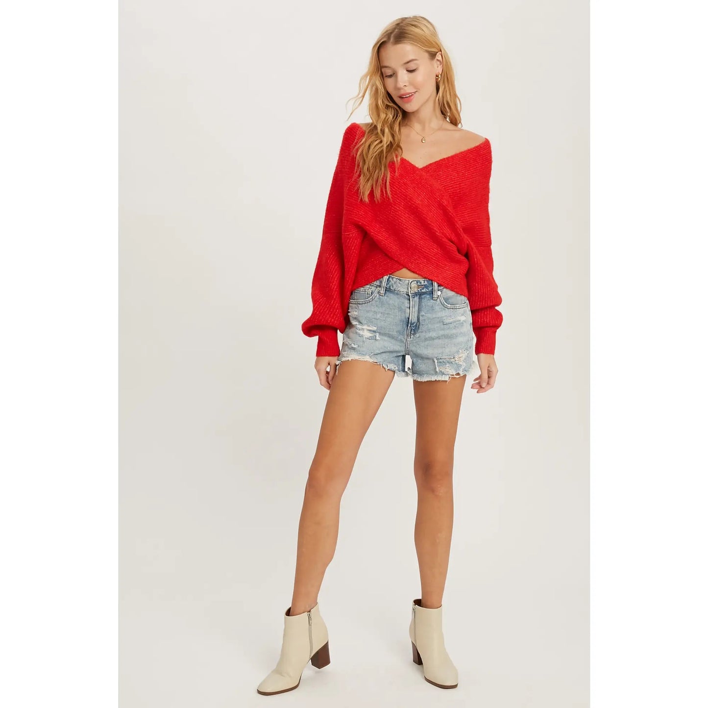 Ruby Crossover Ribbed Sweater