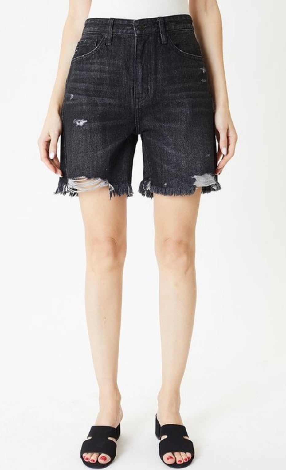 90S Black High Rise Kan Can Shorts