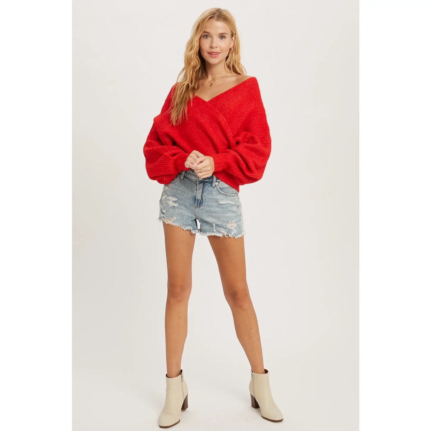 Ruby Crossover Ribbed Sweater