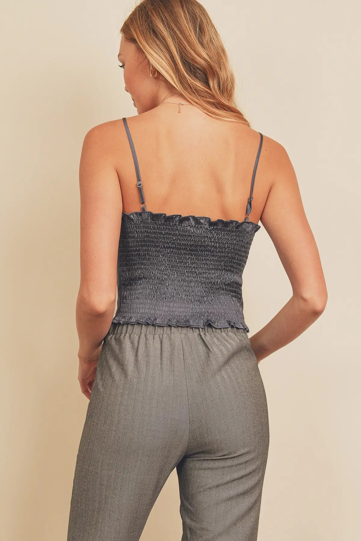 Indigo Blue Satin Cowl Neck Cami