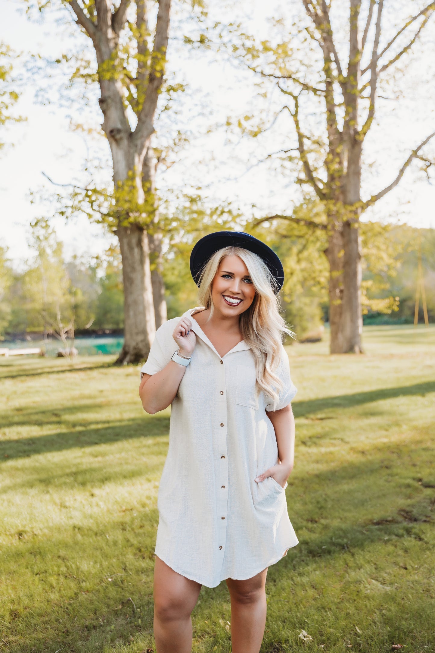Oatmeal Button Up Shirt Dress