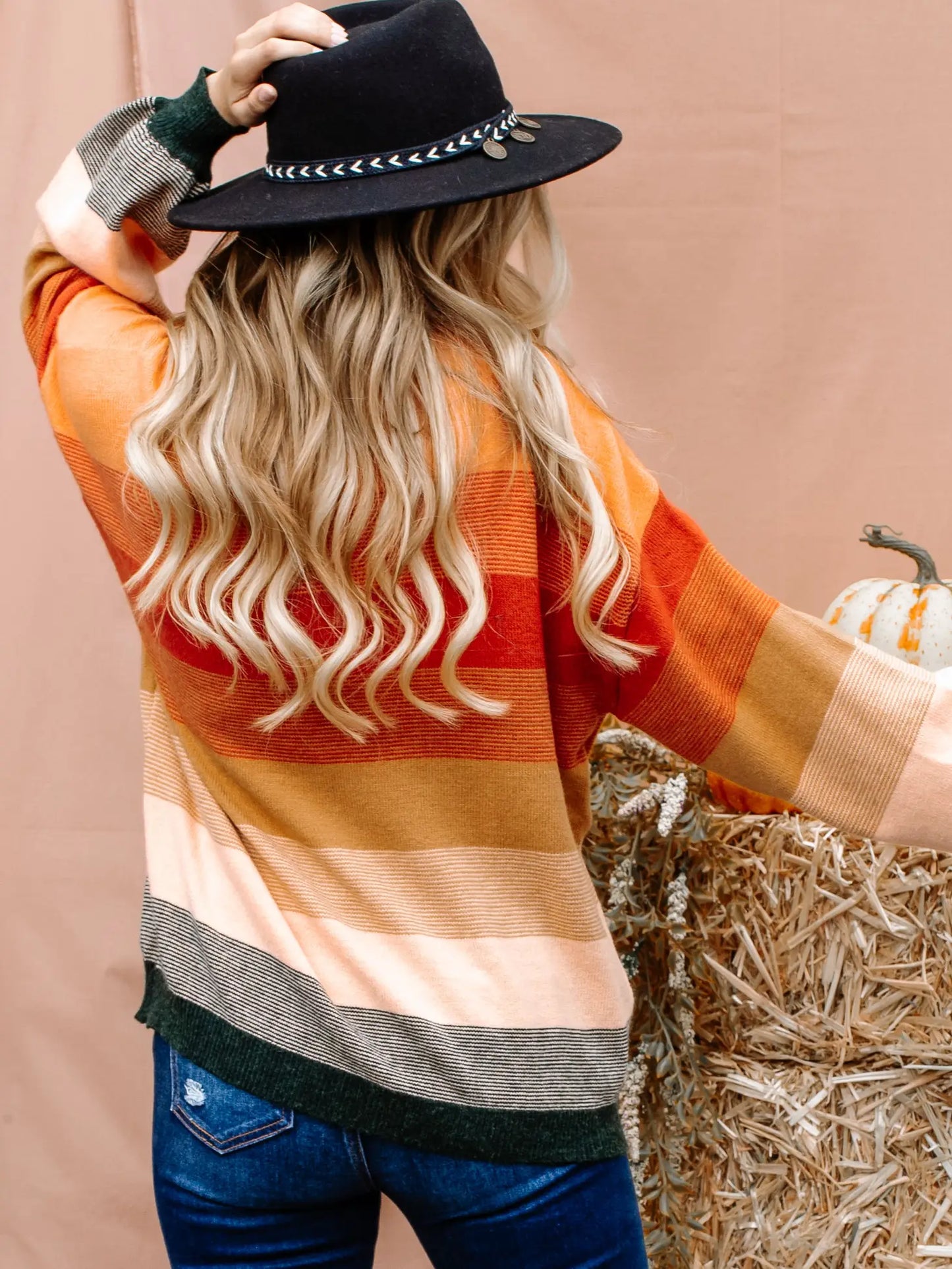 Fall Vibes Stripe with Pocket Sweater