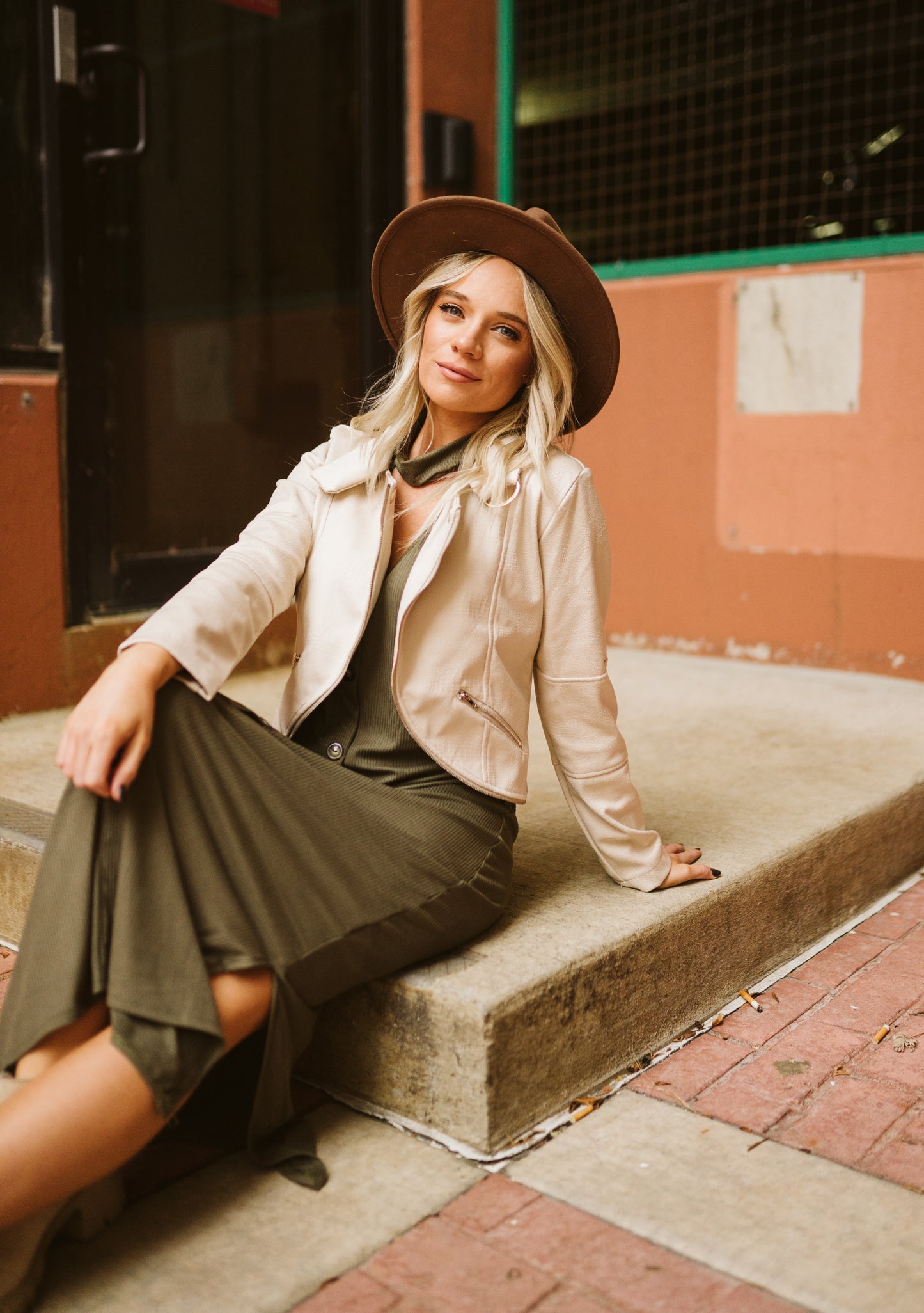 Olive Ribbed Midi Dress