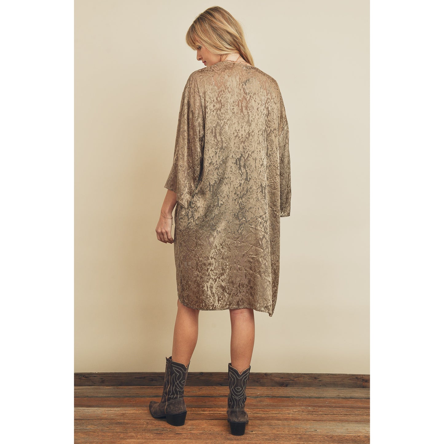 Beige Silky Kimono