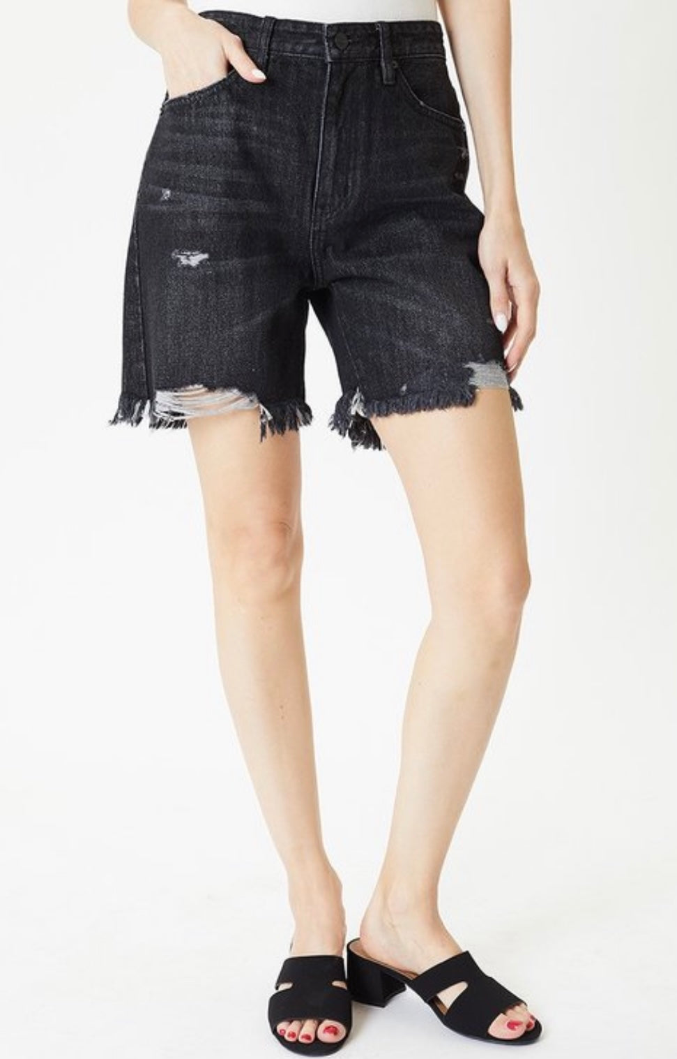 90S Black High Rise Kan Can Shorts