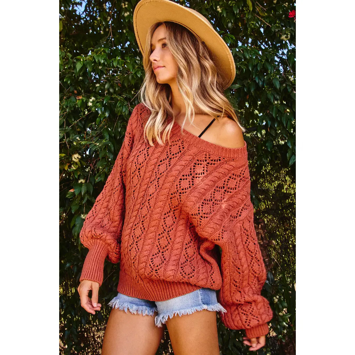 Long Sleeve Solid Cable Sweater