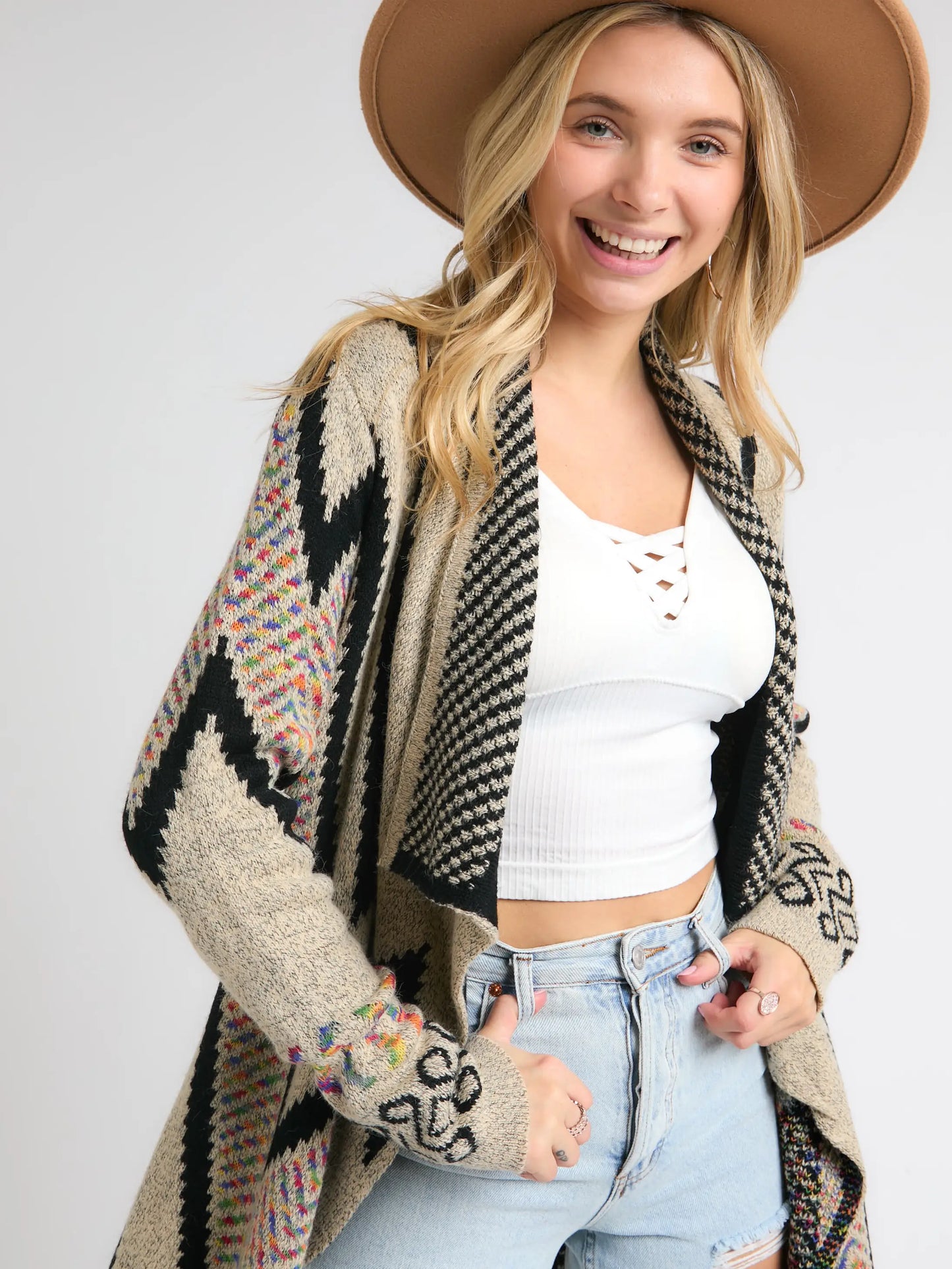 Multi Color Aztec Sweater Cardigan