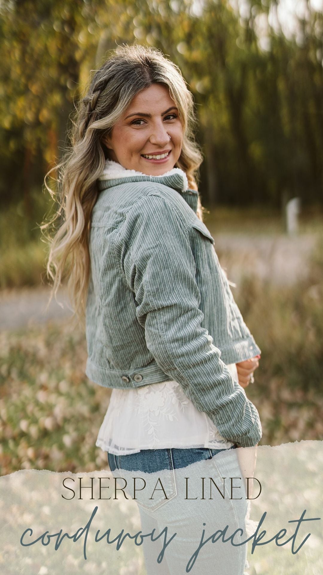 Corduroy Sherpa Lined Crop Jacket