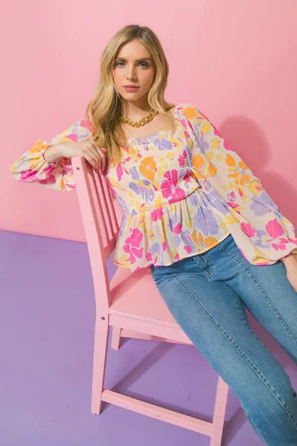 Printed Peplum Top