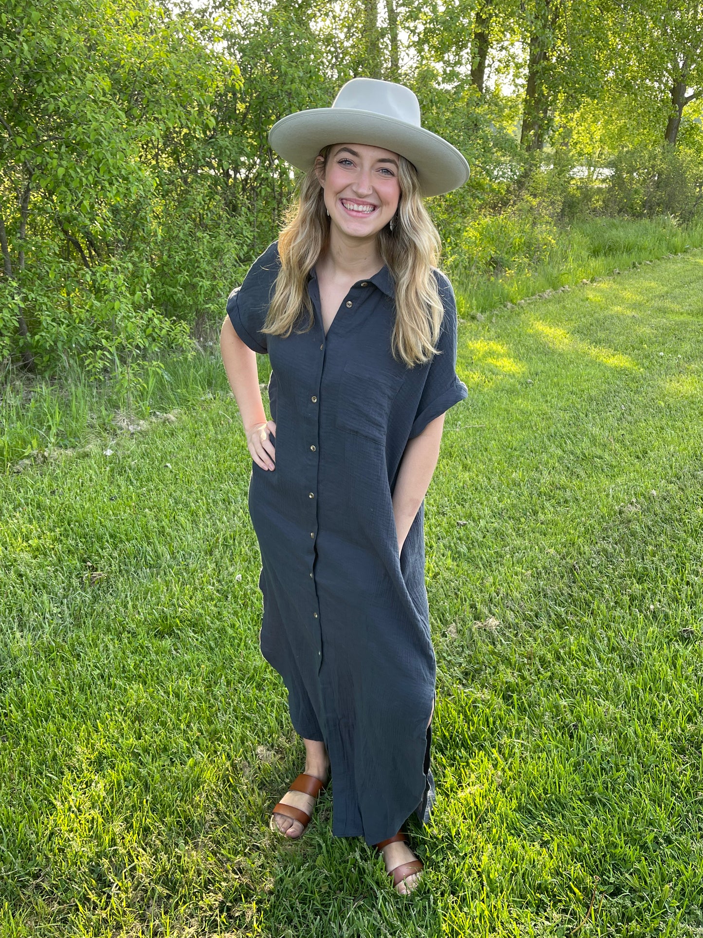 Ash Button Up Maxi Shirt Dress