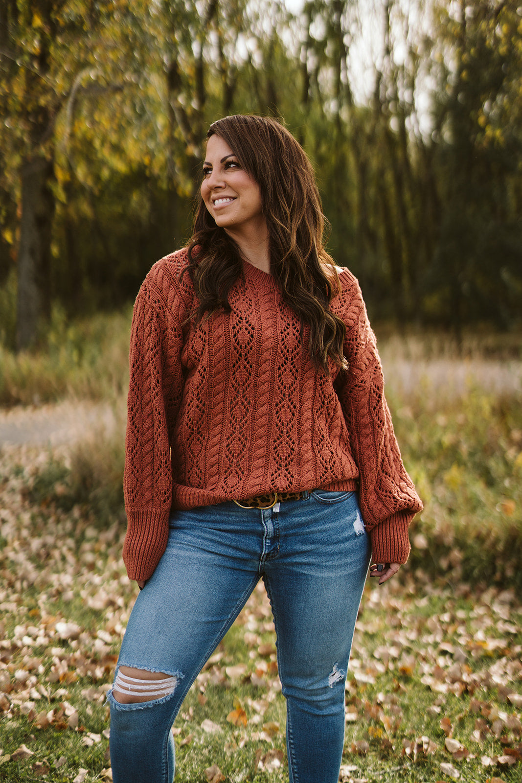 Long Sleeve Solid Cable Sweater