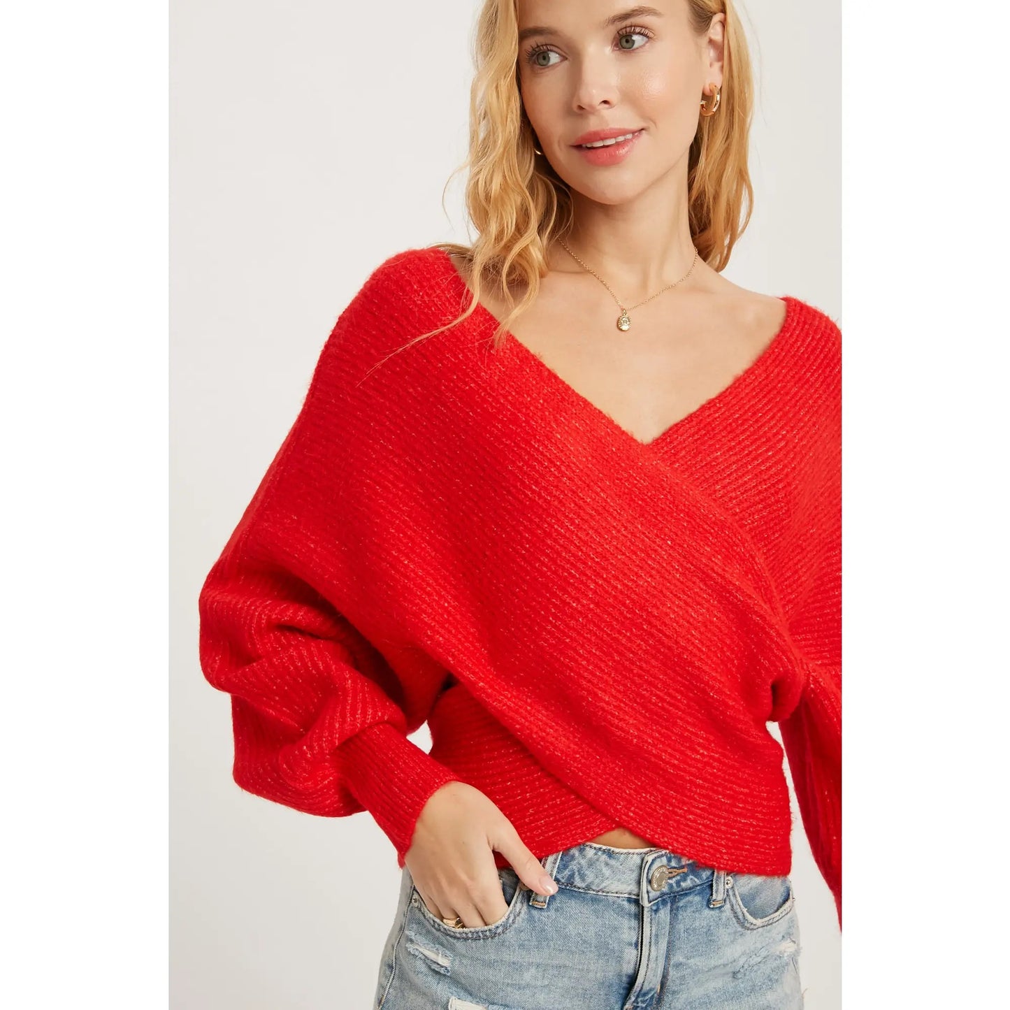 Ruby Crossover Ribbed Sweater