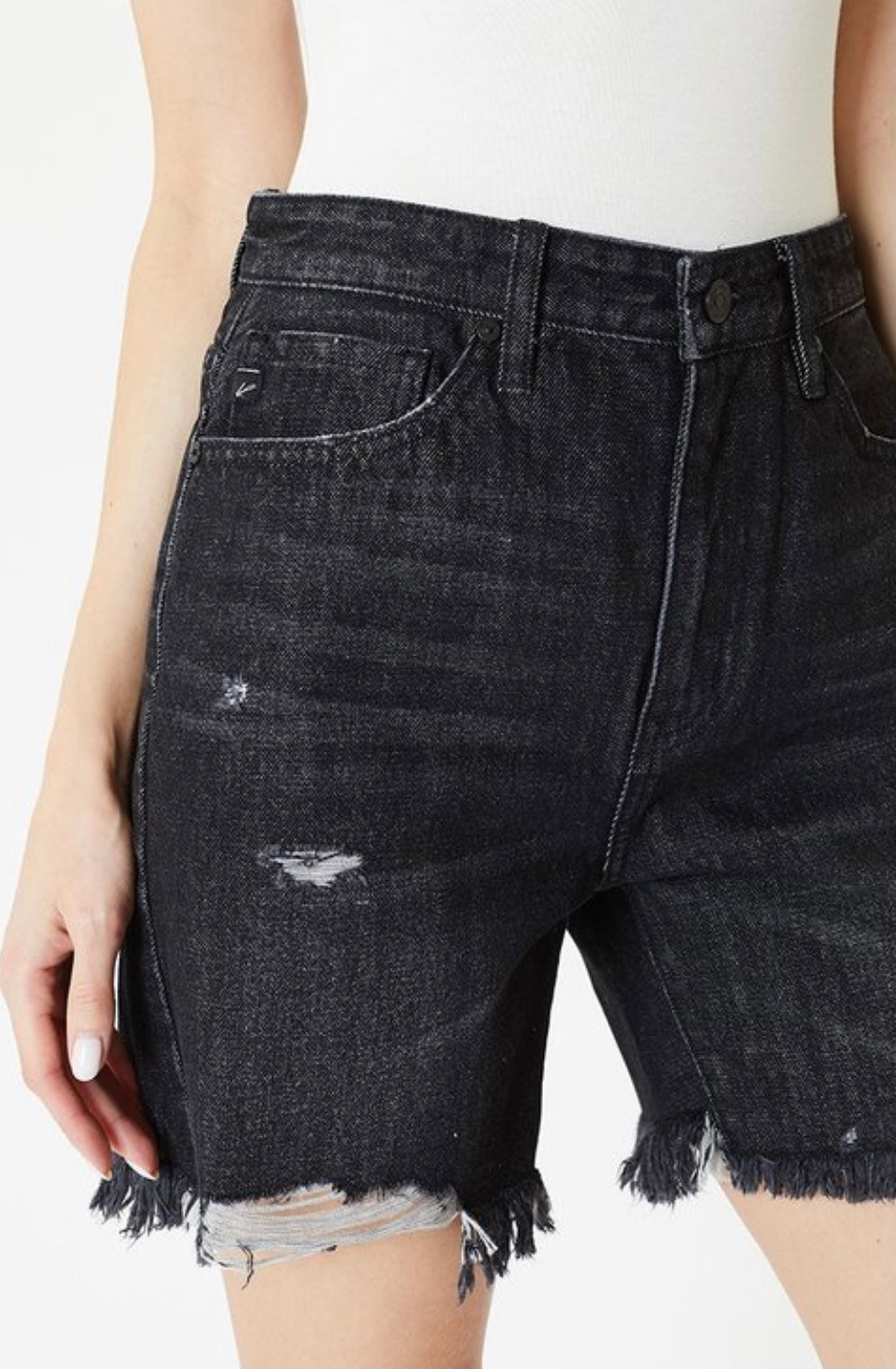 90S Black High Rise Kan Can Shorts
