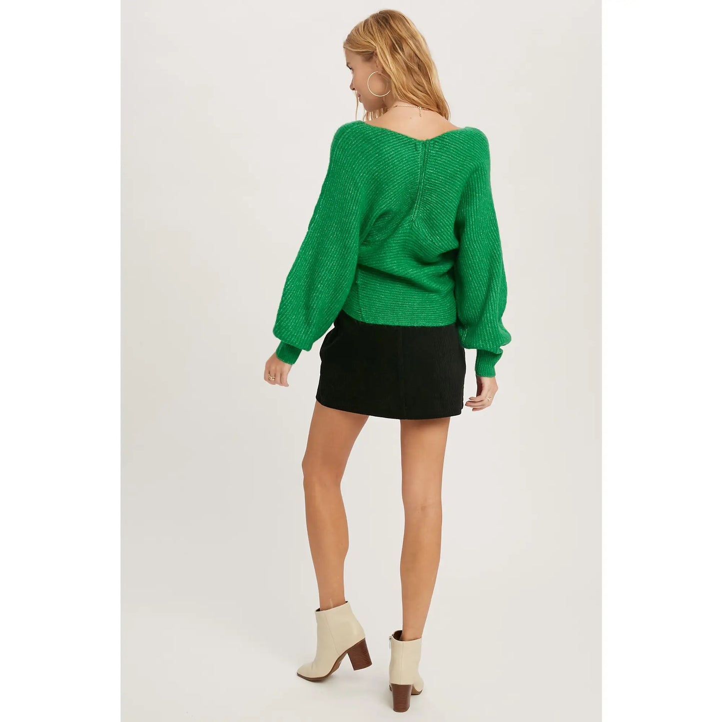 Emerald Crossover Ribbed Sweater