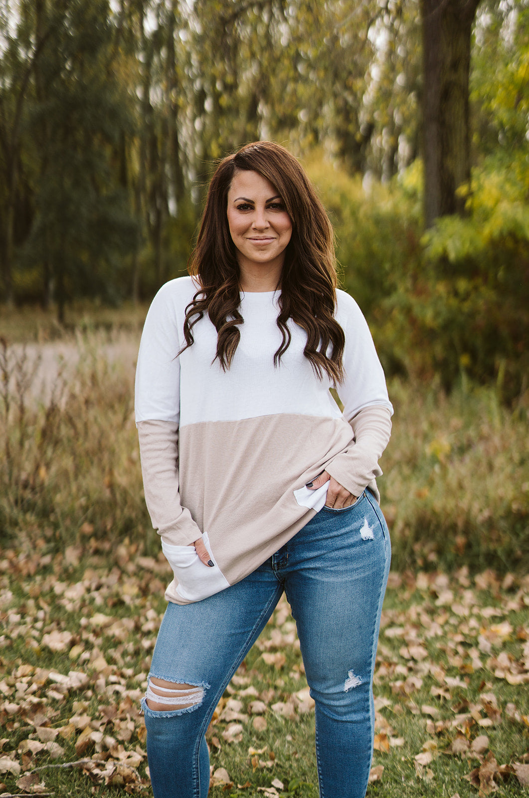 Neutral Colorblock Tunic