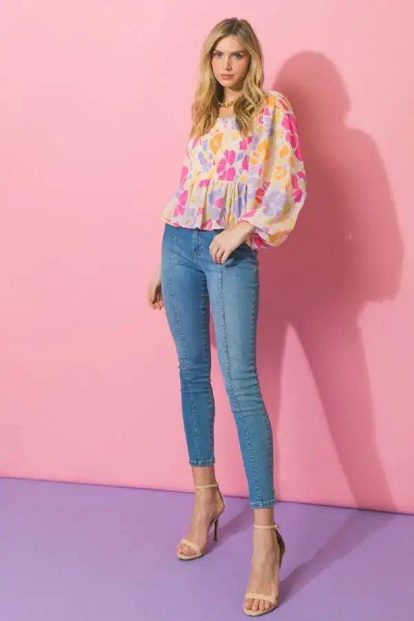 Printed Peplum Top