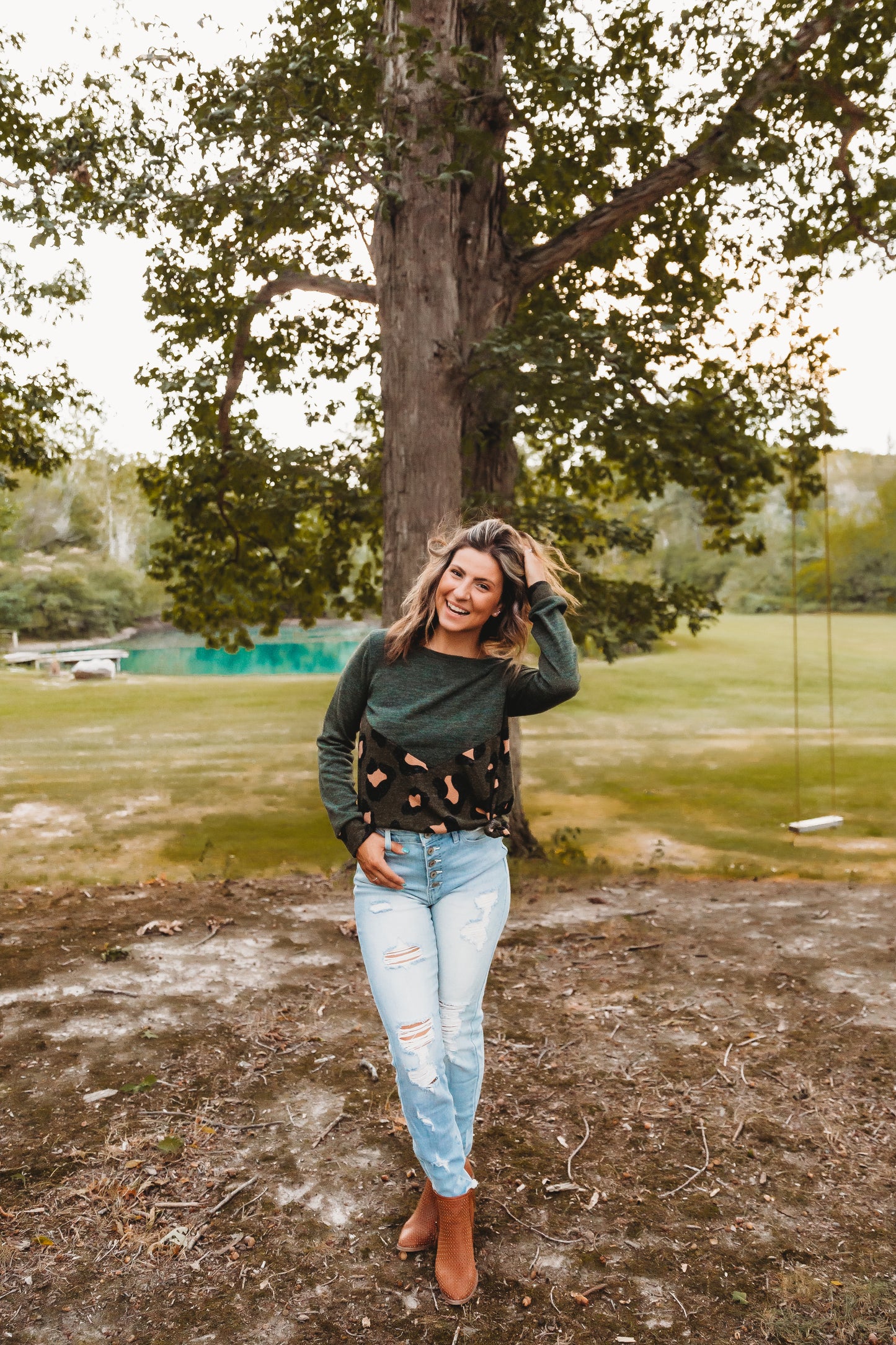 Olive Leopard Top