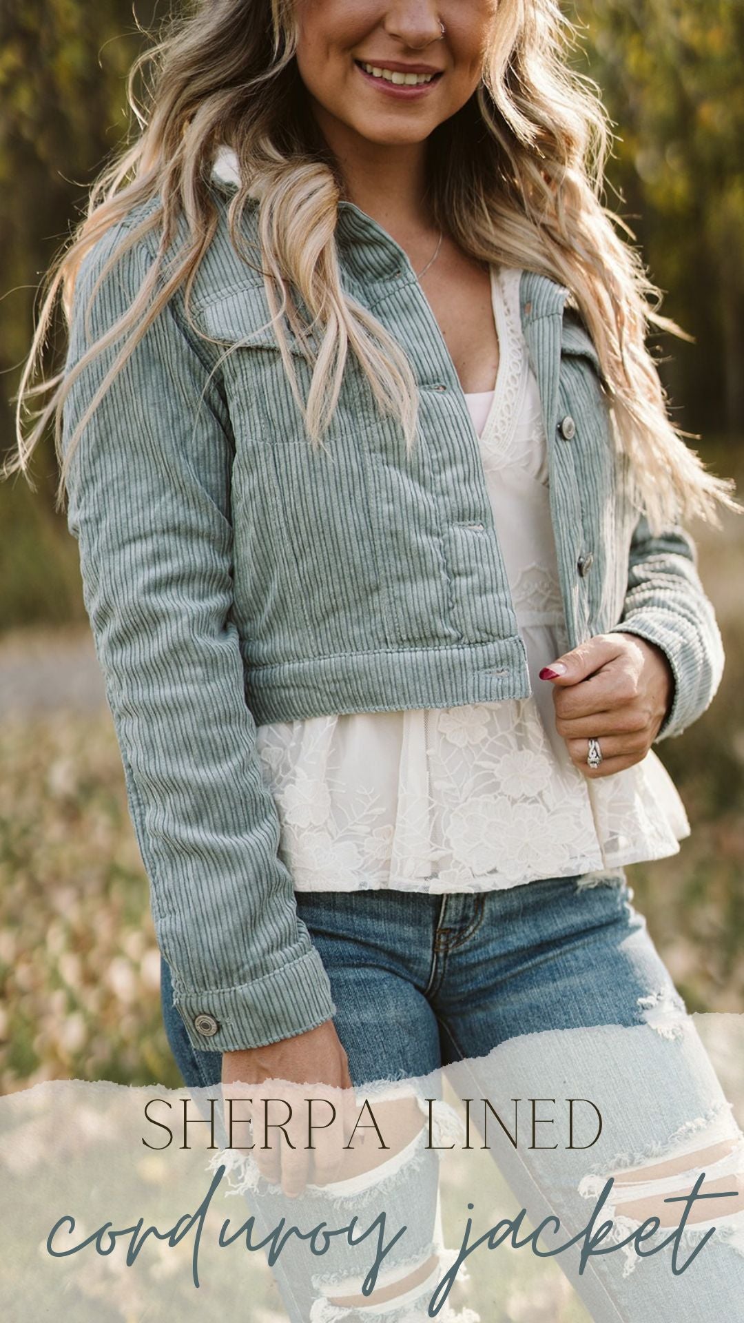 Corduroy Sherpa Lined Crop Jacket