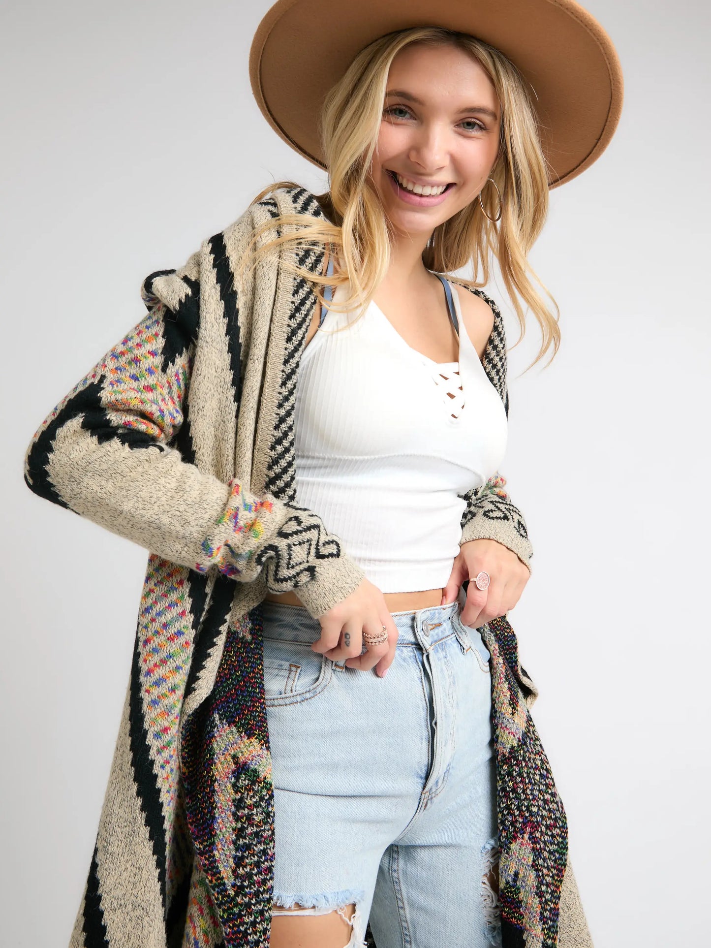 Multi Color Aztec Sweater Cardigan